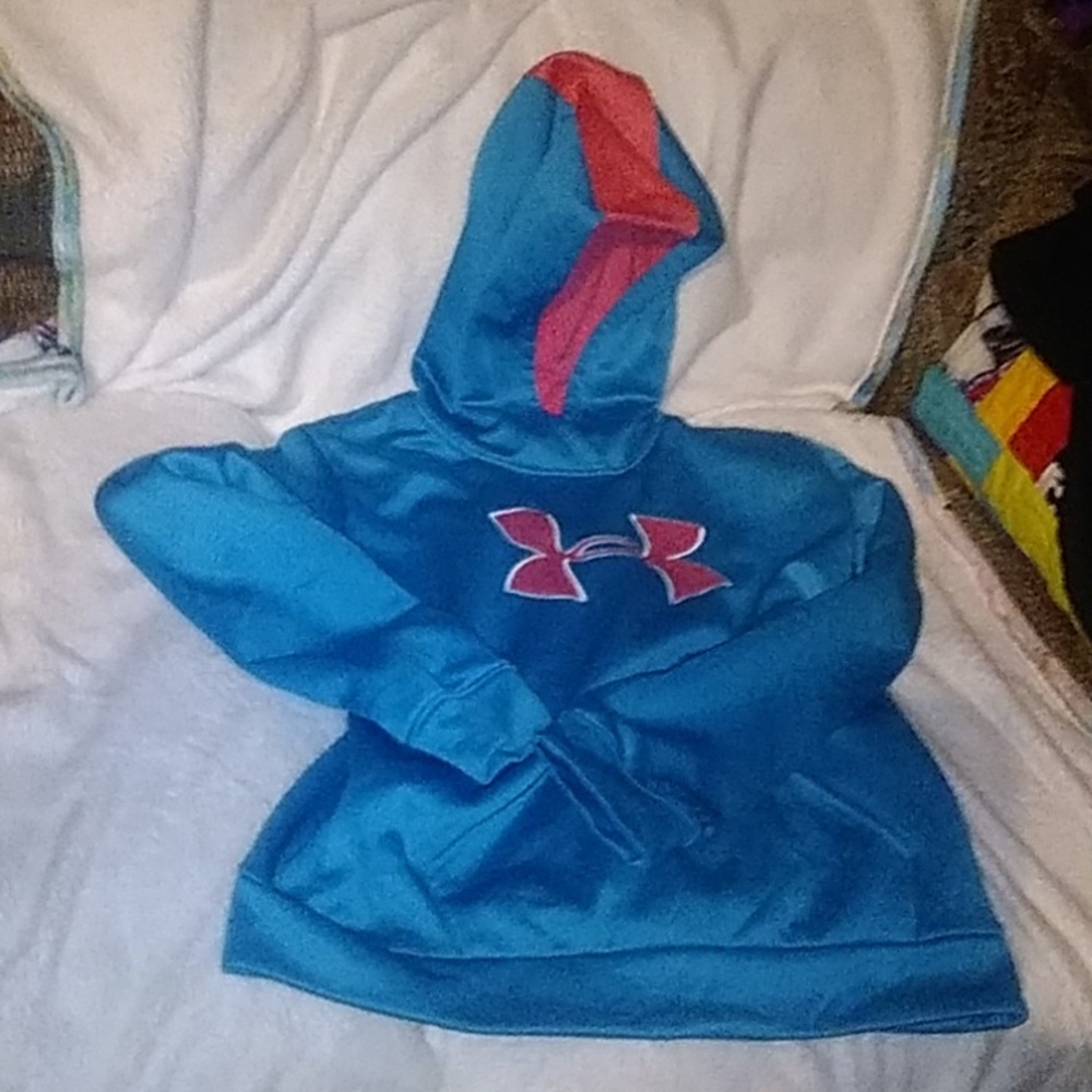 Girls Under Armour Pink & Blue Jacket Size XL In Youth With hoodie